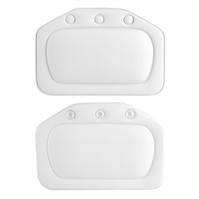 Bath Pillow, Bathtub Head Neck Support, Soft Foam Padded Spa Tub Headrest Back Shoulders Support Cushion Bathroom (White)