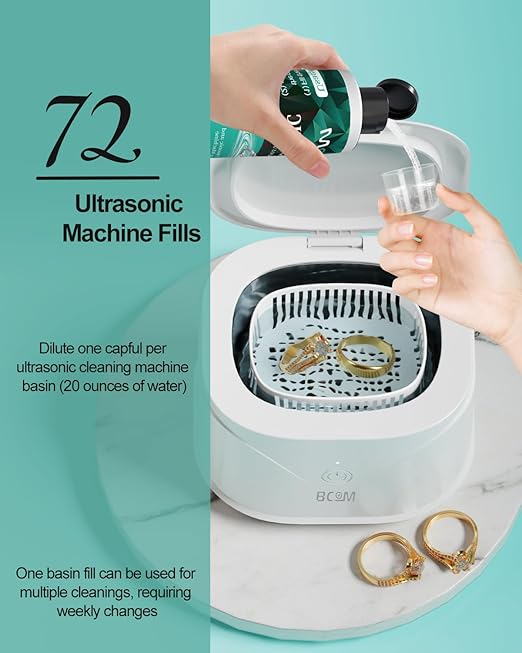 Ultrasonic Jewelry Cleaner Solution, Jewelry Cleaner Great for Use in All Ultrasound Machines, Eyeglass and Rings, Effective Cleaning Solution for Gold, Silver, Platinum, Diamonds, and Watch (8.5 oz)