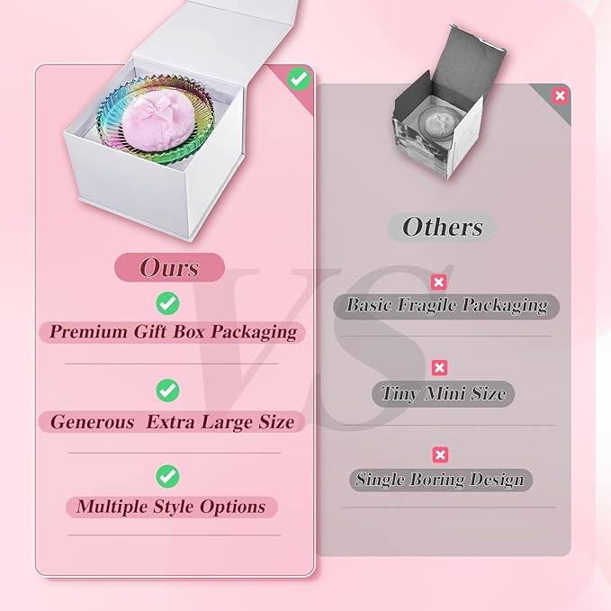 5 Pcs Extra Large Body Powder Puff and Container Set – 5.43" Oversize Crystal Powder Container | 3.54" Ultra-Soft Velour Puff, Washable & Reusable, Ideal for Face/Body Glitter & Wet/Dry Makeup