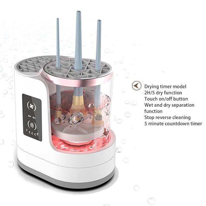 Electric Makeup Brush Cleaner Machine, Portable Automatic 2H 5H Drying Timer USB Cosmetic Brushes Cleaner Tool for All Size Beauty Makeup Brush Set, Contour, Eyeshadow