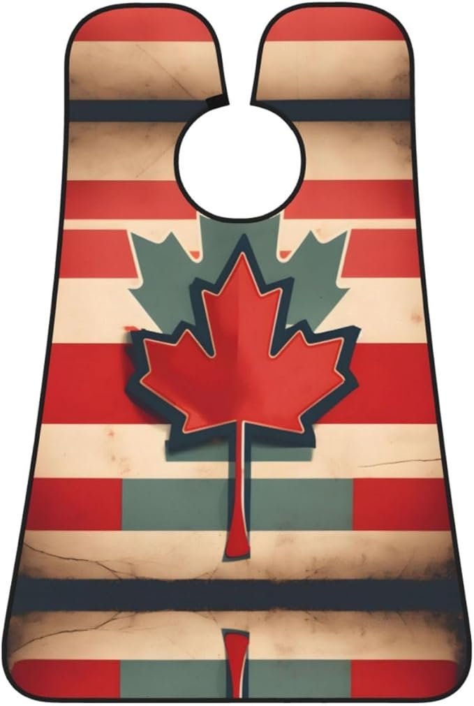Retro Canada Flag Pattern Print Beard Bib Apron For Men, Beard Hair Catcher For Men Shaving Trimming,Beard Cape Cloth