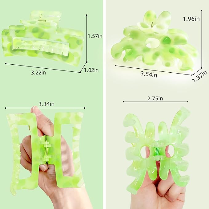 Hair Clips for Women,6PCS Big Flower Claw Clips for Thick Thin Hair,Strong Hold Cute Hair Accessories for Girls,Nonslip Beach Vacation Essentials Summer Accessories (neon)