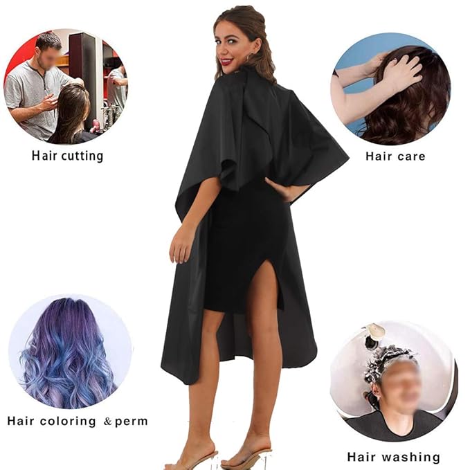 Black Waterproof Hair Salon Cape Professional Barber Cape with Metal Snap Closure Hair Cutting Cape (Black-20 Pack)