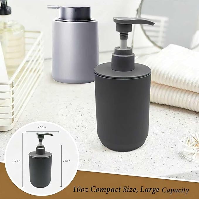 LGURT-4-piece Set of Bathroom Accessories, Plastic Bathroom Accessories, Toothbrush Holder, Toothbrush Cup, soap Dispenser, soap pan (Dark Gray)
