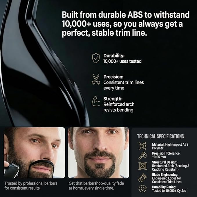 Beard Shaping Tool With 5 Templates, Precision Beard Guide For Clean Lines And Goatee, Durable ABS Beard Shaper Tool For Home Grooming, Portable Beard Accessories For Men (Black)