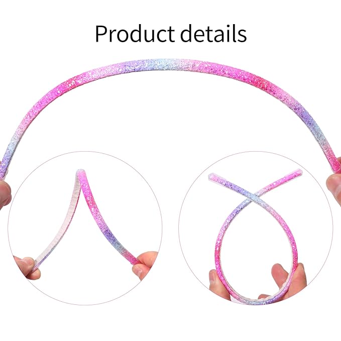 Fishdown Glitter Headband for Girls Women Sparkle Headband Accessory Set of 10