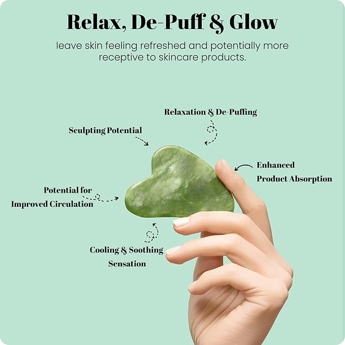 ROSELYNBOUTIQUE Gua Sha Facial Tools & Jade Face Roller for Lift Wrinkless Natural Skincare Tool Jade Roller Guasha Tool for Face (Green)
