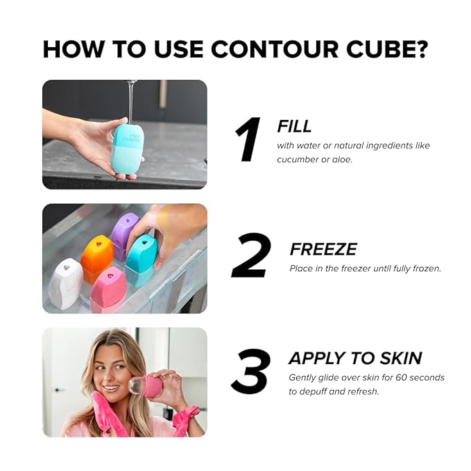 Contour Cube Original - Ice Roller for Sculpting & De-Puffing - Face Ice Roller & Massager with BPA-Free Silicone - Ice Mold for Face - Skin Care Tools for Daily Skincare (180ml) - Mint