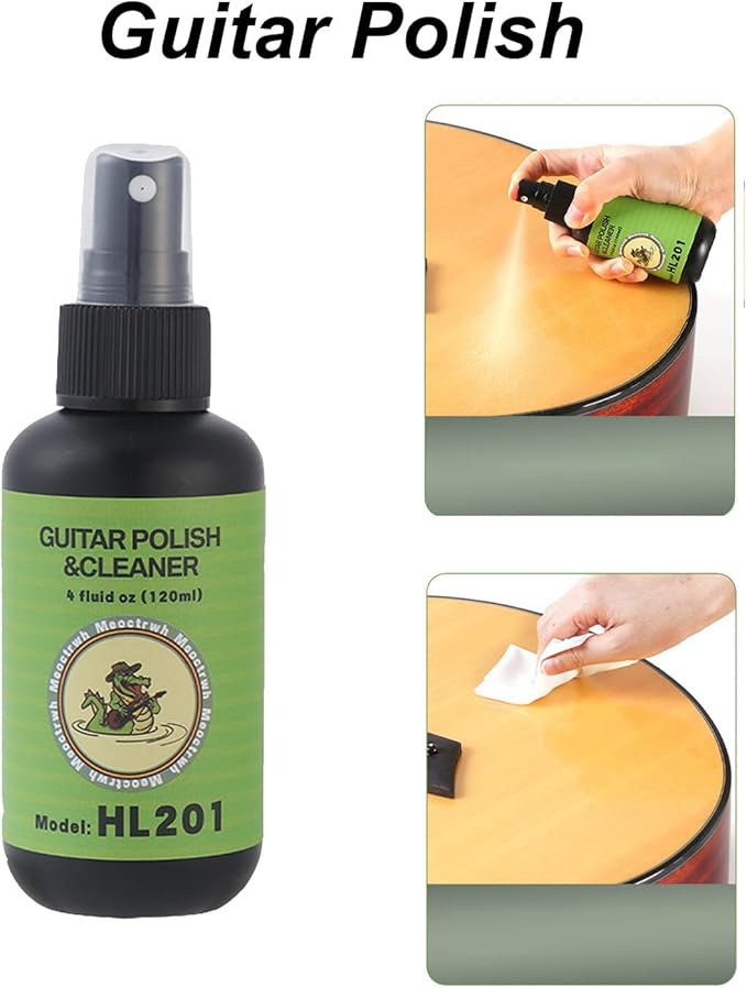 Guitar Cleaning Kit, Fretboard Lemon Oil, Polish and Oil Care, Guitar String Cleaner Tool Brush String, Fret Care, Cleaning Brush & Cleaning Cloth, Extends Fretboard and String Life