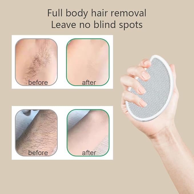 Professional Crystal Hair Remover - Nano Glass Epilator & Exfoliator 2-in-1 Glass Nano-Crystallization Hair Eraser (Prevents Razor Bumps) + Foot Exfoliator with Debris Cup, Reusable Unisex Gift