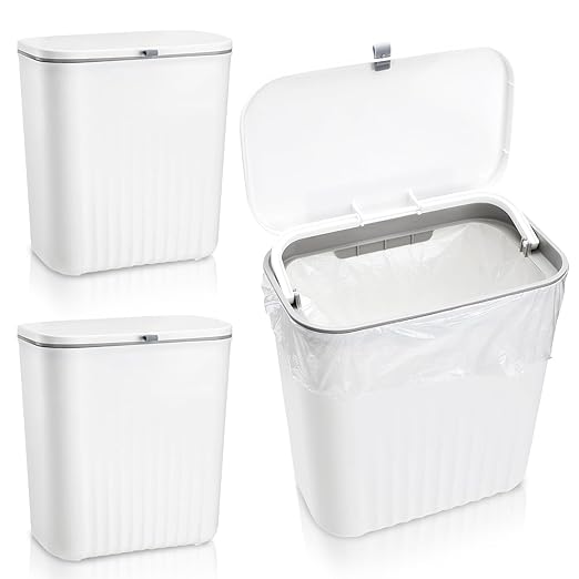 Mifoci 3 Pieces Sanitary Napkins Receptacle Plastic Wall Mounted Tampon Disposal Bin Flip Top Receptacle Tampon Disposal Bin Feminine Hygiene Container for Public Restrooms Bathroom Home Office White
