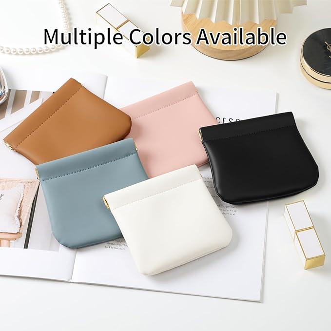 2 Pack Small Makeup Bag for Women, New Organosilicon Super Fiber PU Leather Mini Cosmetic Bag for Travel, Coin Purse Organizer Storage Pouch (No Phrase Printed, Pink)