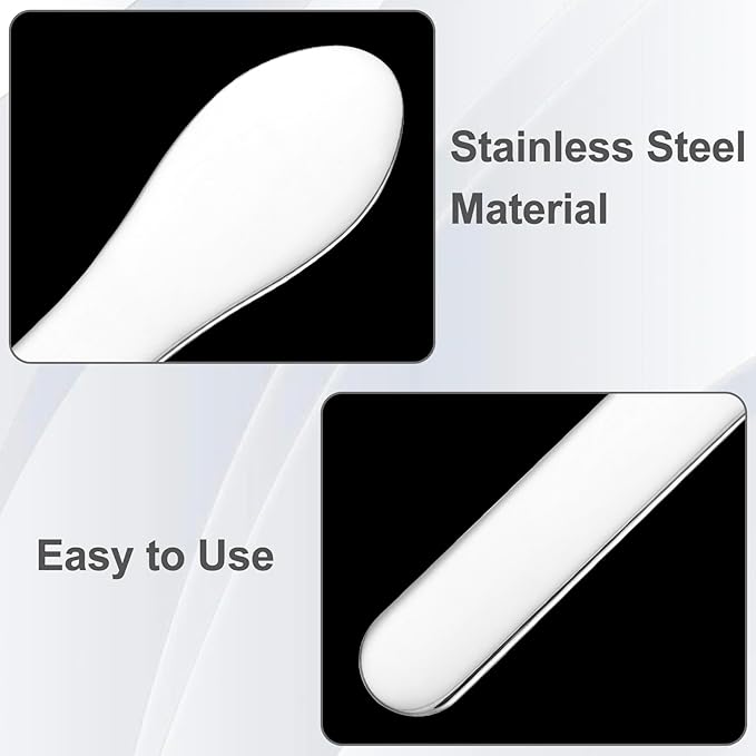 3pcs Mini Stainless Steel Makeup Spatula, Reusable Cosmetic Cream Spatulas Spoon, Skincare Scoop Applicator Facial Massage Beauty Tools for Mixing and Sampling Face Eye Cream- Silver