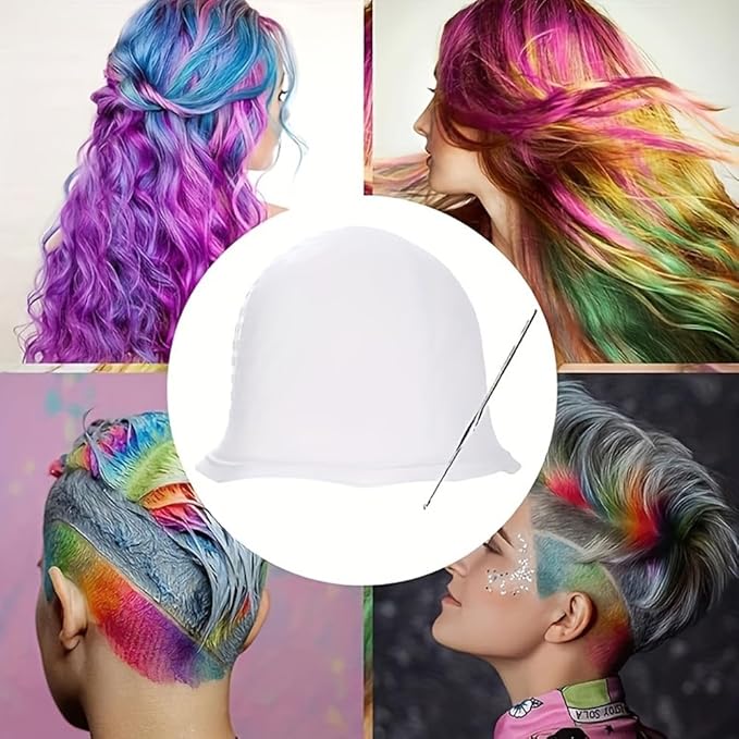 1 Pieces Professional Reusable Hair Coloring Highlighting Cap, Reusable Salon Coloring Tool, White, Blue, Pink (Blue)
