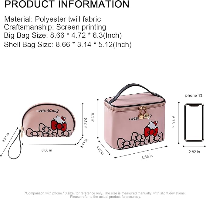 AmBealla Travel Makeup Bag Large Cosmetic Bags with Brush Holder,Pink Waterproof 2PCS Portable Cosmetic Case for Women,Toiletry Storage Bag for Skincare&Beauty Tools for Girls