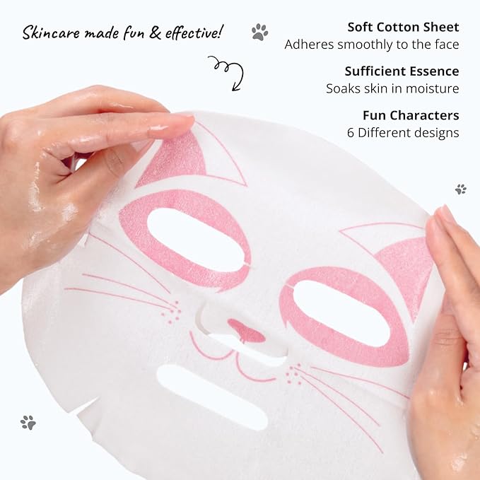 Epielle Character Face Mask Wave & Wild 12 Pack, Fun & Effective Korean Skin Care, Spa Party Favors, Easter Basket Stuffers, Birthday Gifts for Women, Self Care Gifts