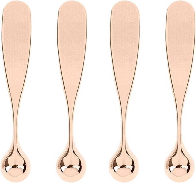 4pcs Metal eye roller tool,Cream Massage Stick Tool for Face Cream Applicator,Makeup spatula,eye massage tool, eye cream applicator, eye cream applicator(Rose Gold)