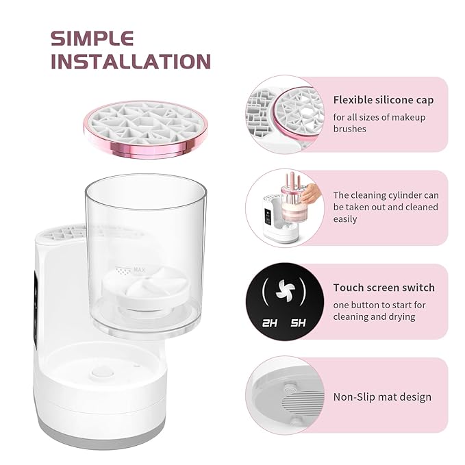 3-IN-1 Electric Makeup Brush Cleaner Machine and Dryer, SBMKK Automatic Make Up Brush Cleaner Tool, for All Size Brush Sponges Beauty Cosmetic Set