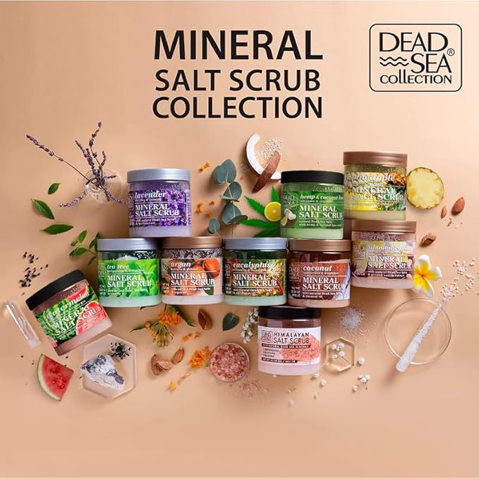 Dead Sea Collection Tea Tree Salt Scrub – Exfoliating Body Scrub for Women – Moisturizing and Nourishing Skin – with Pure Oils and Dead Sea Minerals (23.28 Oz)