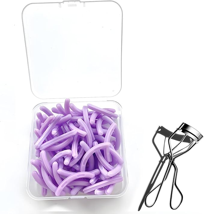 100Pack Compatible with Shiseido Eyelash Curler Refill Pads,High Elasticity Silicone Refill Pads Compatible with Shiseido Eyelash Curler,Gentle & Safe on Lashes,Purple.
