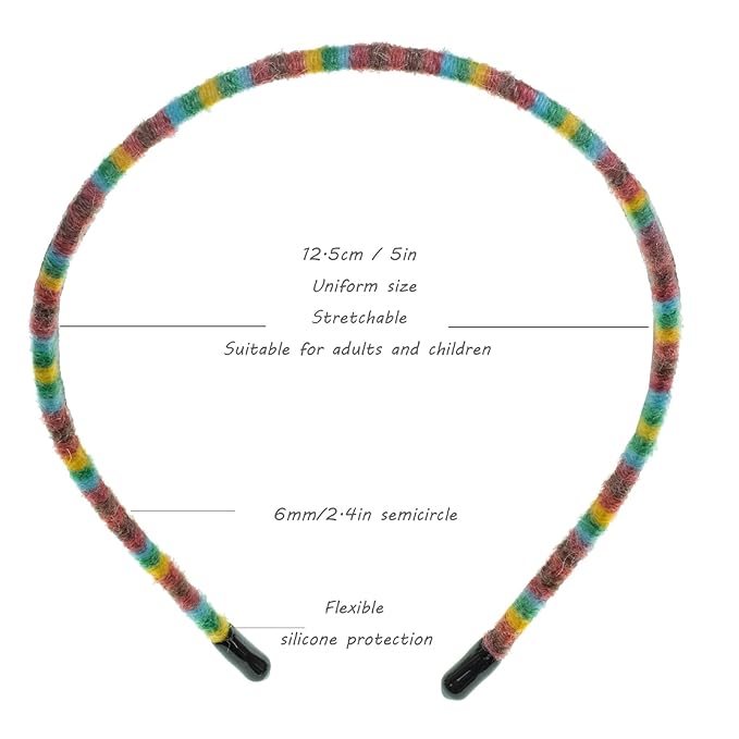 minihope Skinny Multicolor Headbands - Assorted Colors for All Hair Types - Instant Style, Pain-Free Wear - Durable, Adjustable, 4 Pack - Women, Men, Boys, Girls.