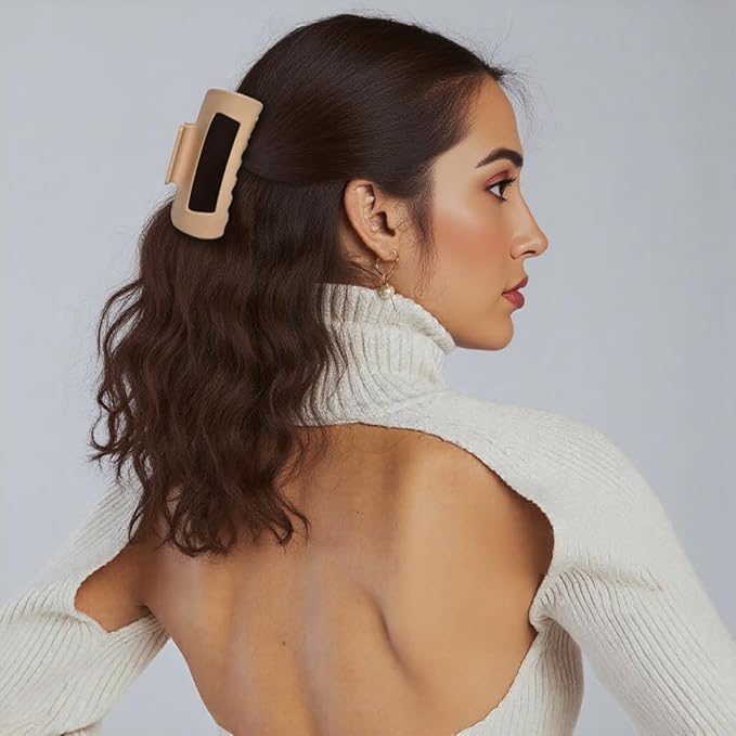 Fashion Hair Clips, Cloud Hair Pins for Women, 3.9 inch Hair Claw Clip for Thick/Fine/Thin/Curly Hairstyle, Khaki 2 Pack