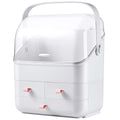 LINFIDITE Cosmetic Storage Box with Lid Makeup Organizer Box with Dust Free Cover Portable Handle,Large Makeup Display Case with Drawers Fully Open Lid,Great for Dresser Bathroom Countertop