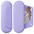 Silicone Makeup Brush Holder Travel Cosmetic Bag：Soft Portable Cosmetic Face Brushes Holder with Upgrade Anti-Fall Out Magnetic Closure, Large Travel Makeup Brush Case - Lavender