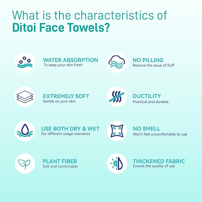 Face Towels, 10"×12" Disposable Face Towel, Face Towelettes XL, Ultra Soft Makeup Remover Dry Wipes, Thick Face Towel for Travel, 45 Count (3 Pack)