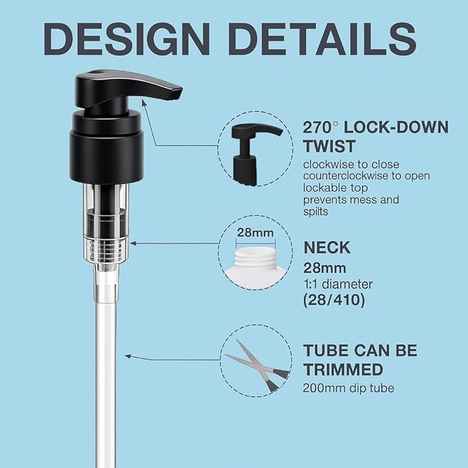 Universal Shampoo/Conditioner Dispenser Pump for Bottles, Leak Proof, Pump Top (Black - Pack of 4)