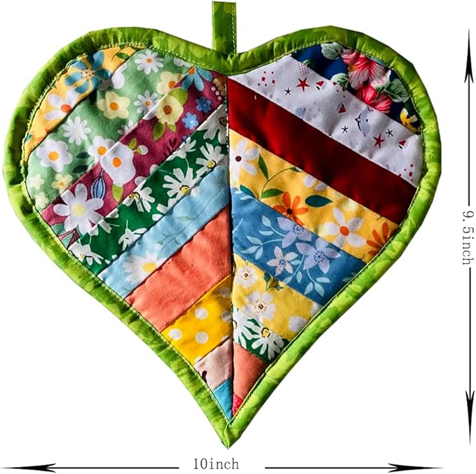 Pot Holders for Kitchen Hot Pads 100% Cotton for BBQ/Cooking/Baking/Grilling/Microwave/Barbecue (2PCS Loves)