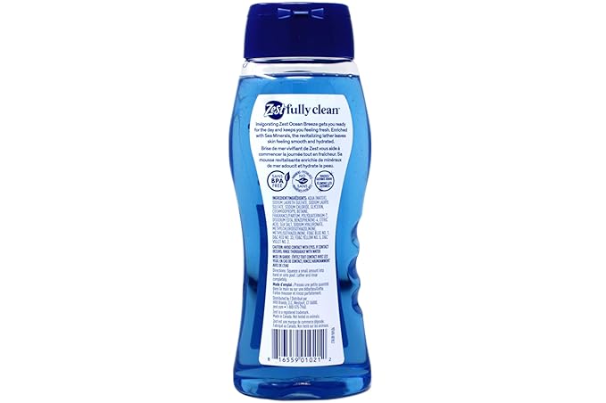 Zest Body Wash - Enriched with Sea Minerals - Invigorating Scent - Hydrating Body Soap - Suitable for All Skin Types - Ocean Breeze - 6 pc