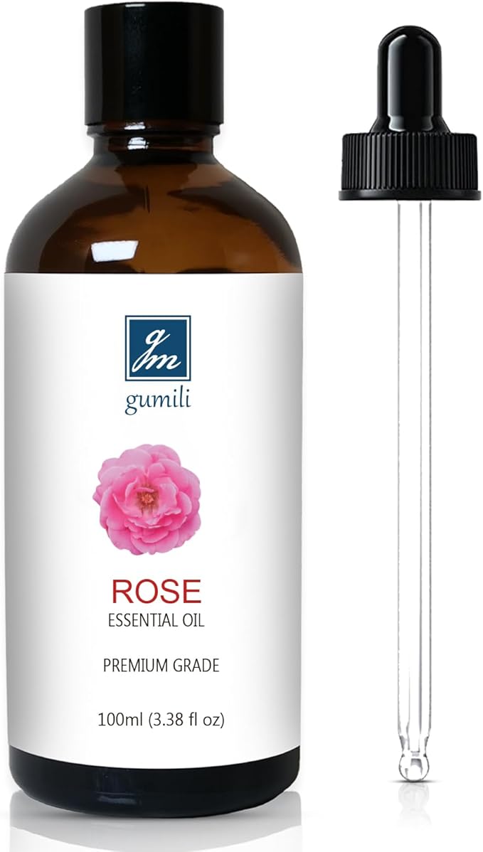 Rose Essential Oil for Face, Hair, Body, Skin, Aromatherapy, Essential Oils Diffuser, DIY Blends - 3.38 Oz