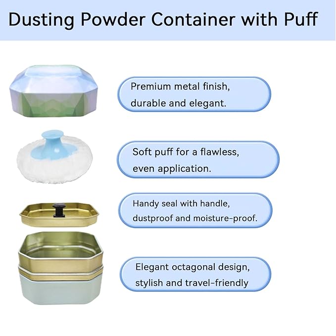 Body Powder Puff and Container, Portable Dusting Powder Container with Puff Dusting powder Case Box Jar for Baby Women Home and Travel Use(Orange)