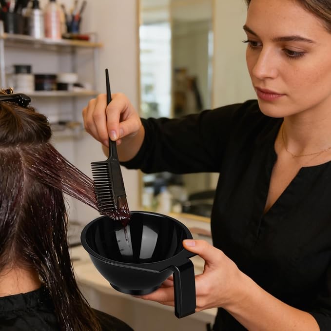 5pcs Hair Salon Dye Bowl Hair Dye Bowl Dying Mixing Tinting Mixing s with Handles DIY Makeup Making Black Plastic