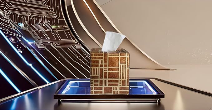 Hymmah Modern Square Tissue Box Cover Holder,Bathroom Accessories Decor Unique Design Tissue Box Cover for Bathroom Vanity Counter Tops Also Great for Bedrooms and Living Rooms
