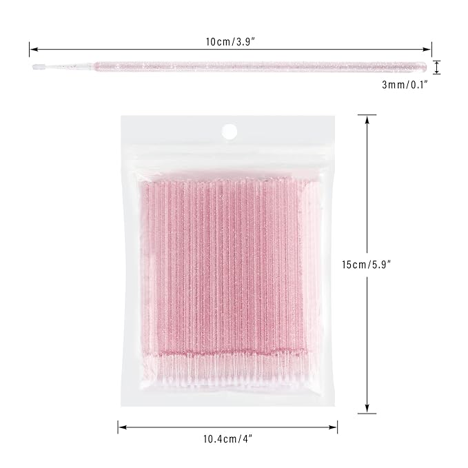 G2PLUS 500PCS Disposable Micro Applicators Brush for Makeup and Personal Care, Cosmetic Micro Applicators, Microswabs for Eyelash Extensions, Nails, Eyeliner (Head Diameter: 2.5mm/0.098'')