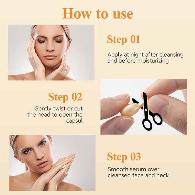 HKH Vitamin C Super Serum for Face - Anti Aging Skincare Vitamin E Serum Capsules with Niacinamide Vit C Oil for Women - Even Tone - Moisturise Skin Smooth Wrinkles - Travel-Friendly (76 Capsules)