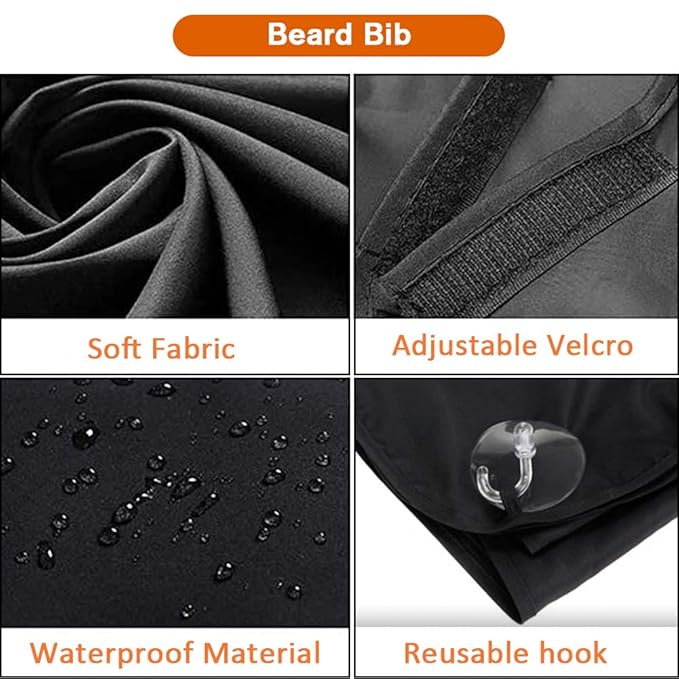 Beard Bib Apron for Men, Father's Day Gift Beard Trimming Catcher Bib for Shaving & Hair Clippings, Waterproof Non-Stick Hair Catcher Grooming Cloth with 2 Suction Cups
