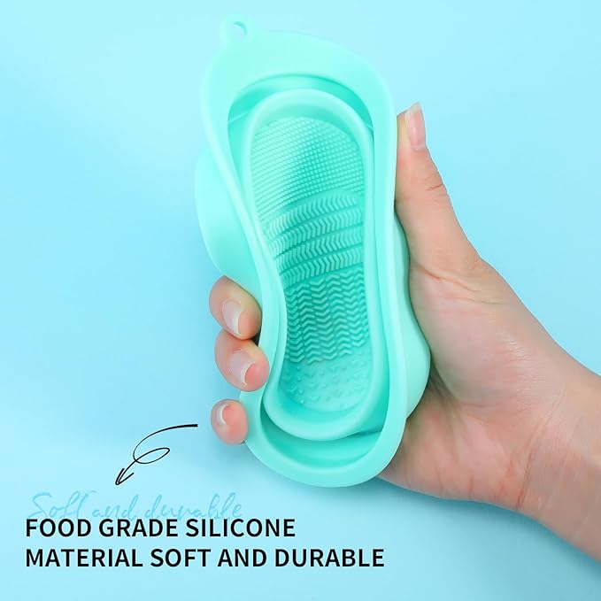 DUcare Foldable Silicone Makeup Brush Cleaner Bowl Portable Cleaning Tool for Brushes, Powder Puffs, and Sponges (Green)