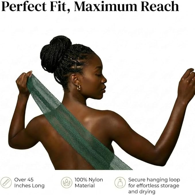 African Net Sponge, Exfoliating Body Scrubber, Soft Satin Silk Bonnet for Men Women Hair Bonnet for Sleeping, Double Layer Silk Sleep Cap, Dark Green, HomeyVenture