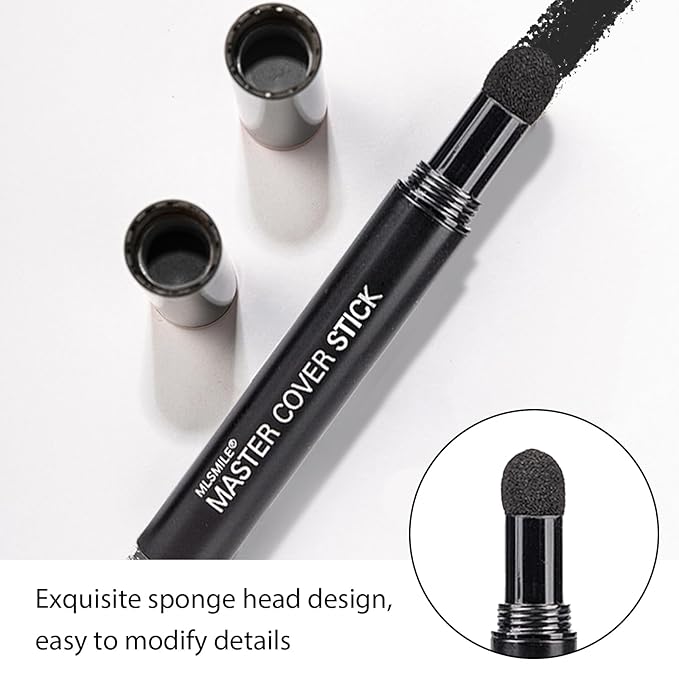 Root Touch Up Set - Hair Color Stick & Dye Pen, 2 Powder Shadows, Instant Gray Hair Coverage, Cover Hairline Precisely Naturally, Portable Grey Hair Concealer for Men Women, Sweatproof - Black