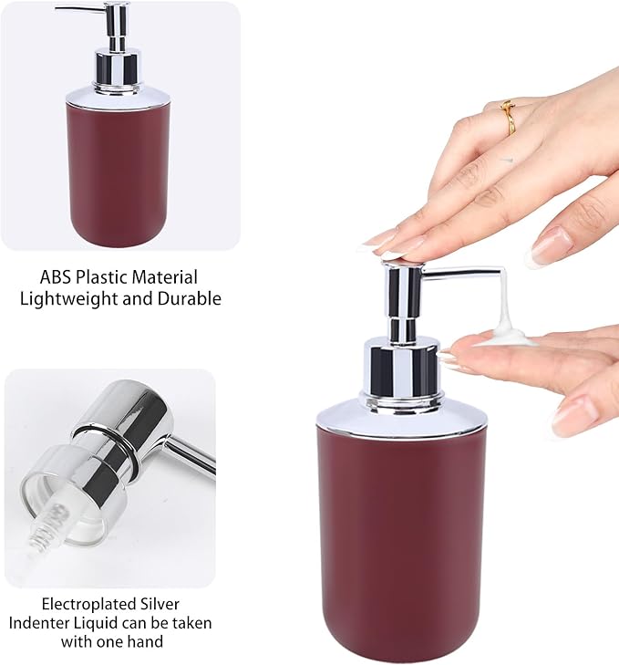 4 Piece Bathroom Accessories Set, Plastic Bathroom Accessory Set, Toothbrush Holder, Toothbrush Cup, Soap Dispenser, Soap Dish, Red