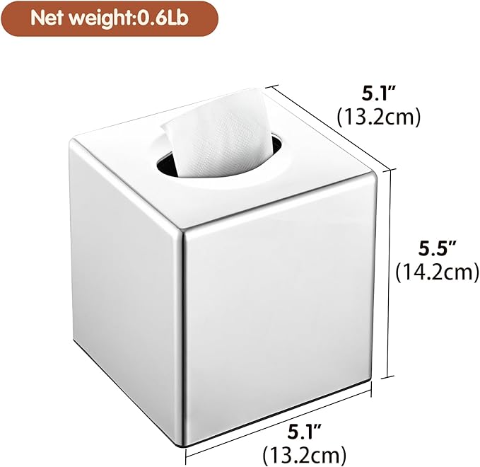 Tissue Box Cover, Square Facial Tissue Holder Storage for Bathroom Vanity, Countertops, Dressers, Night Stand, Parlors and Offices - Mirror