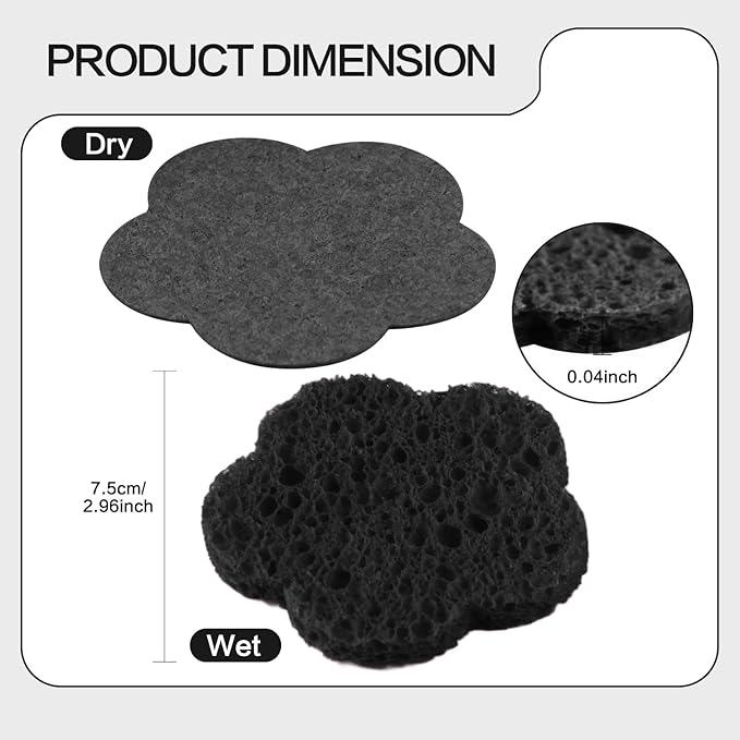 100-Count Facial Sponges Compressed Facial Sponges Natural Facial Cleansing Sponges Pads Cute Flower Shape Exfoliating Sponges for Cleansing Reusable,Best Makeup Gift, Black