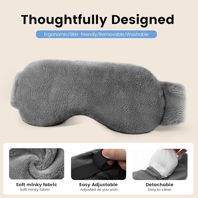 Heated Eye Mask for Dry Eyes, Steam Warm Compress for Dry Eyes, Work with Relieve, Blepharitis & Stye Treatment (Gray)