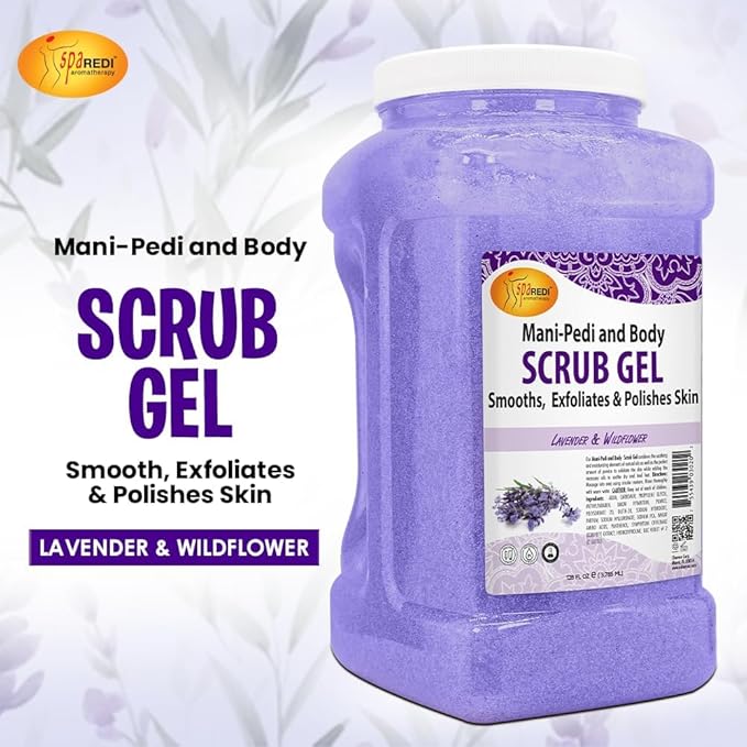 SPA REDI Exfoliating Body & Skincare Treatment – Multi-Purpose Professional & At-Home Skin Refinement | Exfoliate. Hydrate. Transform for Holistic Transformation | Lavender & Wildflower 128 Oz