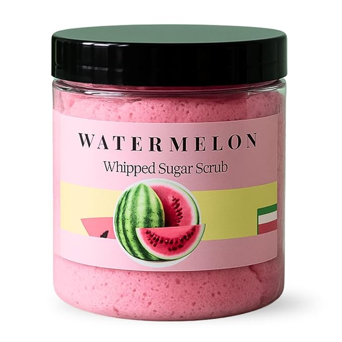 Nature Skin Shop Watermelon Whipped Sugar Scrub, 8oz Foaming Body Polish for Dry Skin & a Summer Glow
