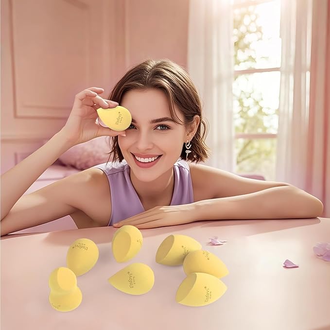Makeup Sponge Set (4 Shapes 7 pcs) - Latex-Free Blending Sponge for Liquid, Cream & Powder, Soft Reusable Beauty Sponge for Wet/Dry Application, Face Foundation Blender (Skin ston)