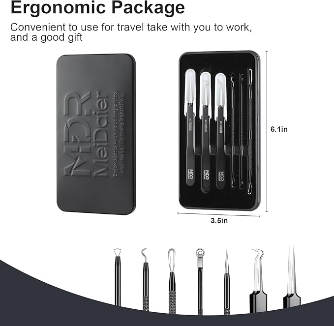 Pimple Popper Tool kit Blackhead Remover Comedone Extractor Kit with Box for Easily Remove blackheads, Acne, Blemishes, Whiteheads, pimples and Papules from the face and Bonus Gift -7pcs